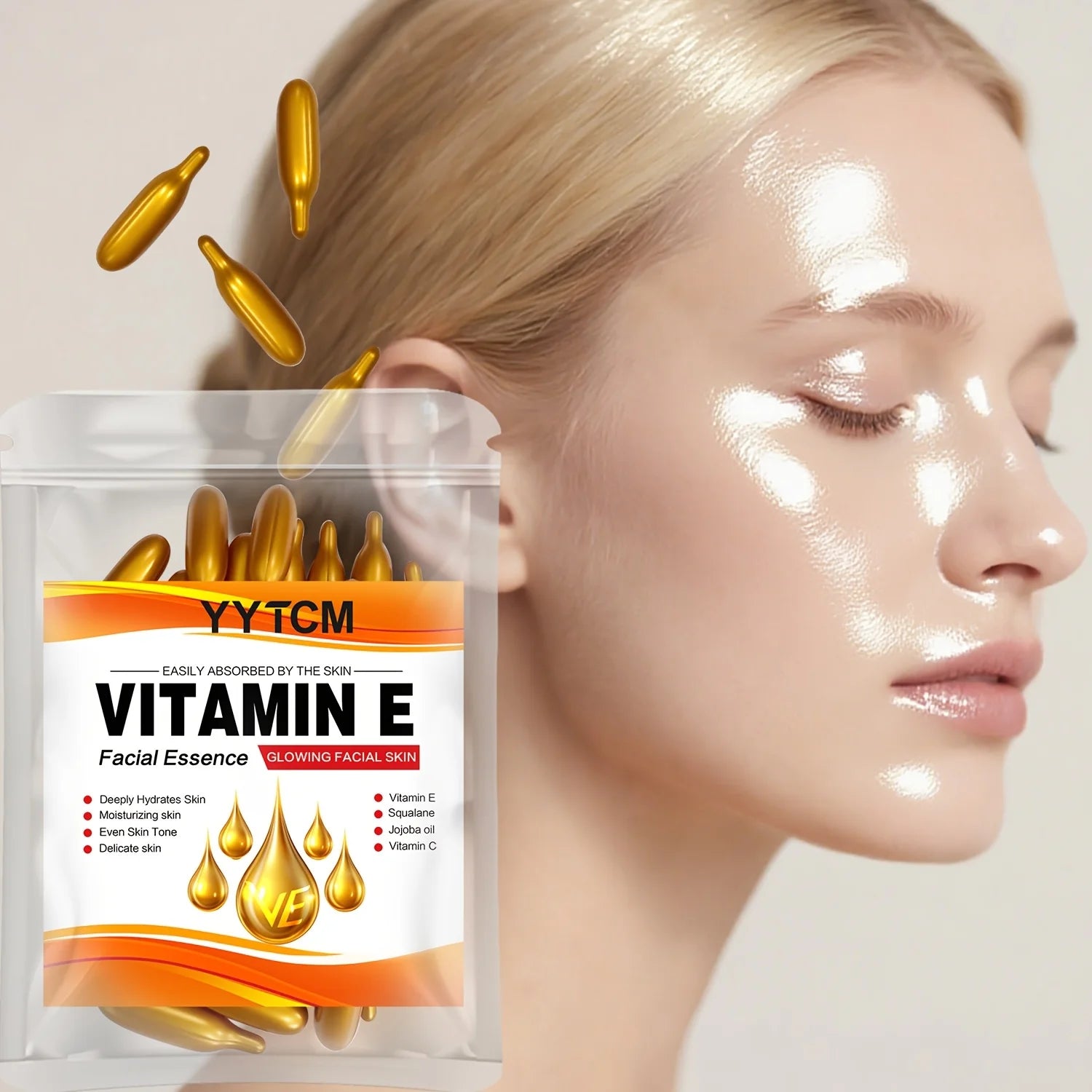 Capsule Viso Vitamina E e C - Essenza Idratante con Squalano Vegetale 30pz