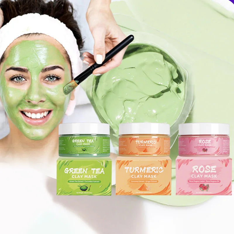 Máscara Facial Argila Rosa - Cúrcuma Chá Verde Abacate Hidratante