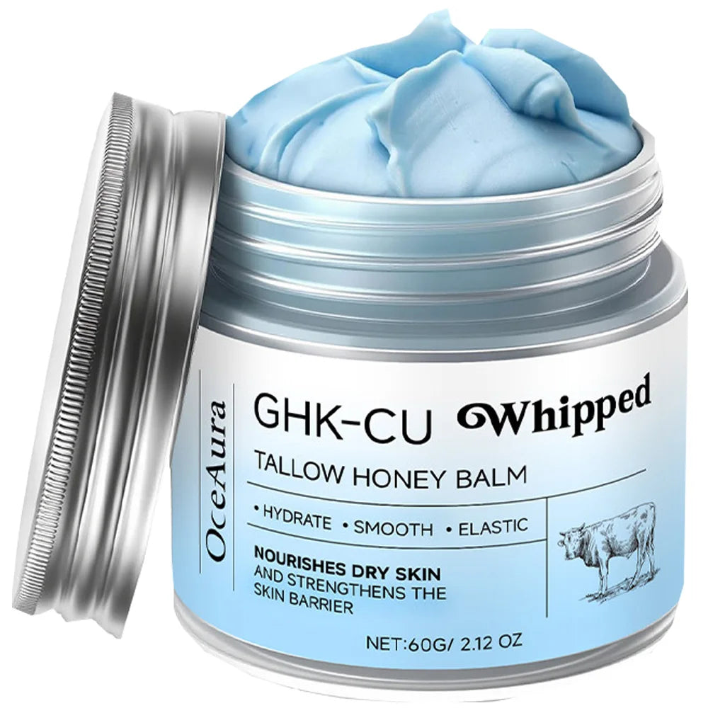Copper Peptides GHK-Cu Beef Tallow for Skin: Blue Balm Manuka Honey Face and Body Moisturizer for Mature, Dry & Sensitive Skin