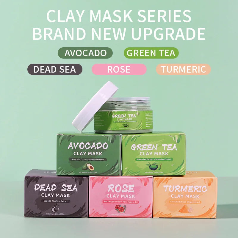 Máscara Facial Argila Rosa - Cúrcuma Chá Verde Abacate Hidratante